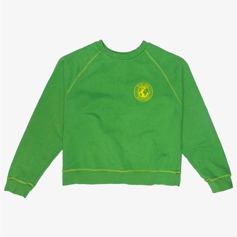 NWOT Made Some Souvenirs Logo Tourist Fleece Sweatshirt Green Size Small